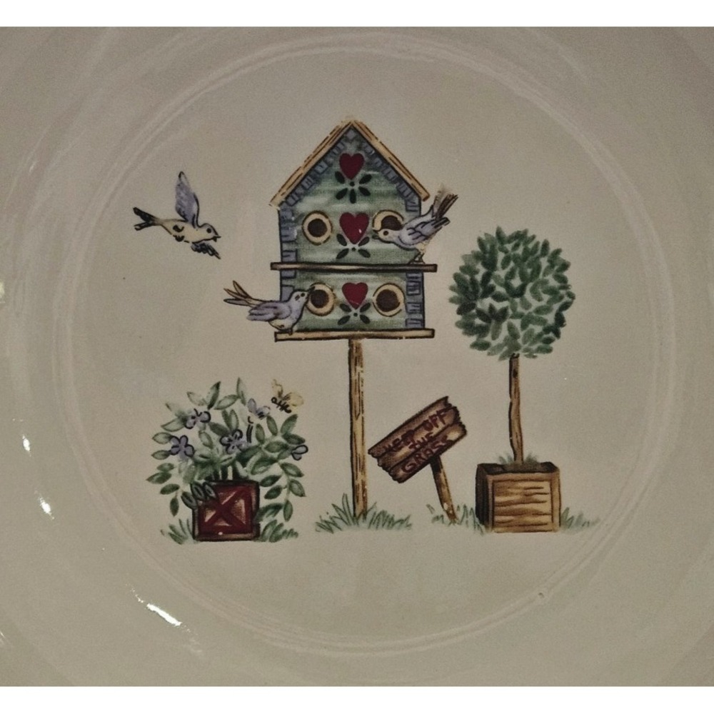Thomson Pottery Birdhouse 9" Serving Bowl Ceramic Cottagecore Kitchen Dish - Picture 2 of 5